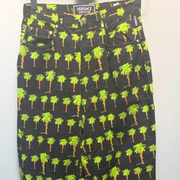 VERSACE JEANS COUTURE | Palm Print High Rise Jeans - Picture 2 of 5